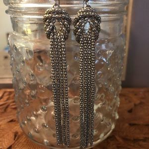 long silver rope earrings